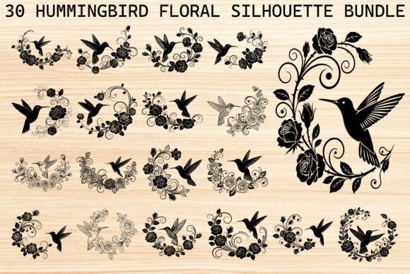 Download Hummingbird Floral Silhouette Bundle - Premium Resources