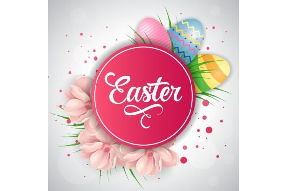 Download Easter Lettering in Pink Frame with Eggs - Pink frame Collection