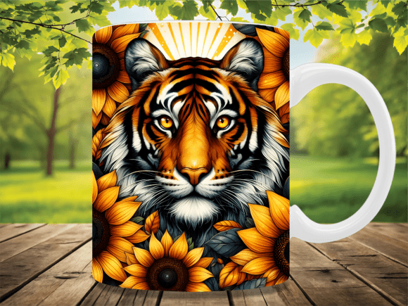 Download Tiger Sunflower Nature Theme Mug Wrap - Nature theme Collection