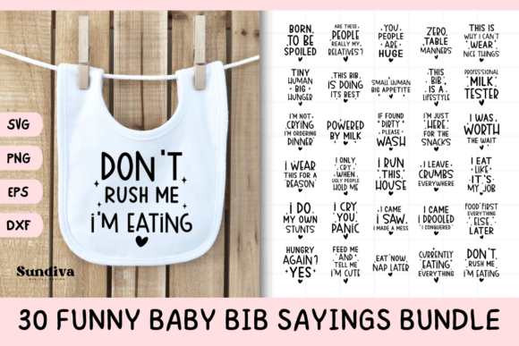 Download 30 Funny Baby Bib Quotes SVG Bundle - Baby Collection