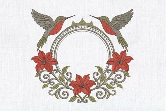 Download Floral Hummingbird Monogram Frame - Hummingbird Collection